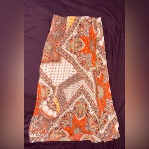 Fashion Nova Orange and Cream A-Line Skirt